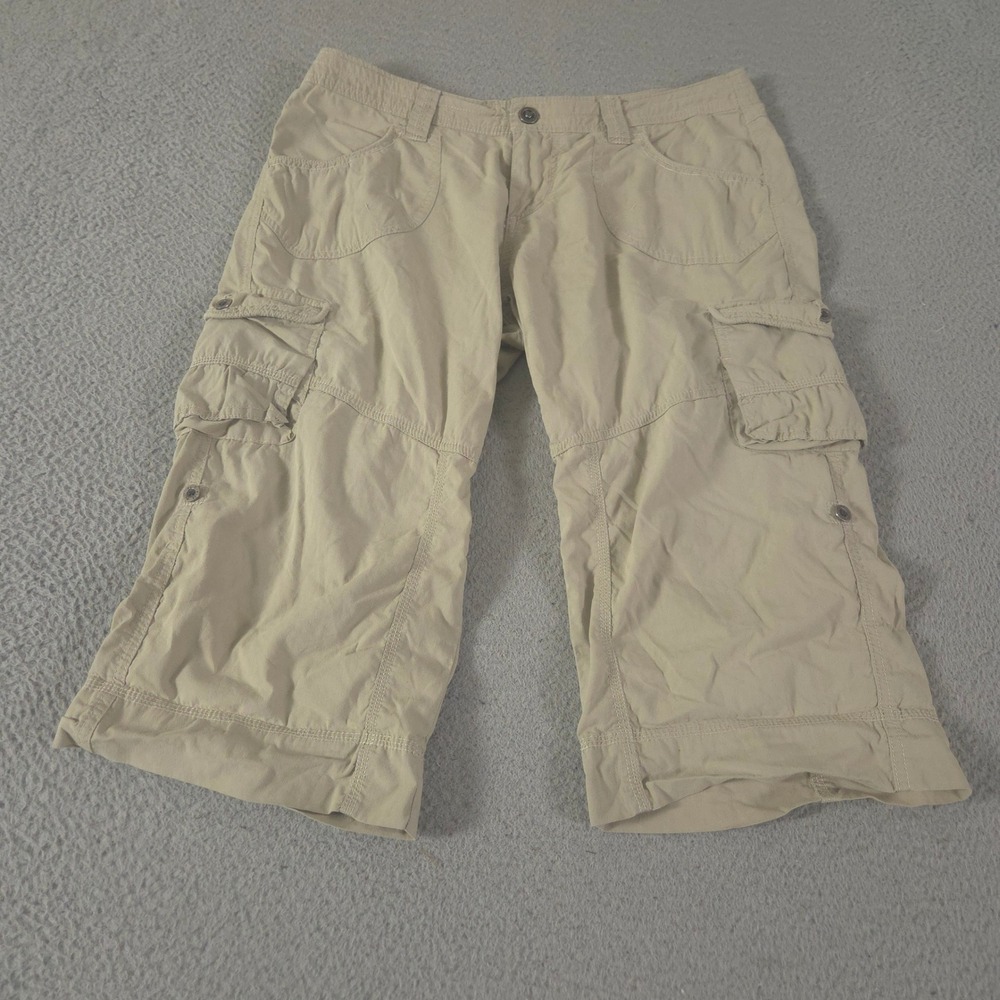Kuhl Pants Womens 10 Tan Kontra Cargo Capri Roll Tab Cuff Cotton Blend Stretch